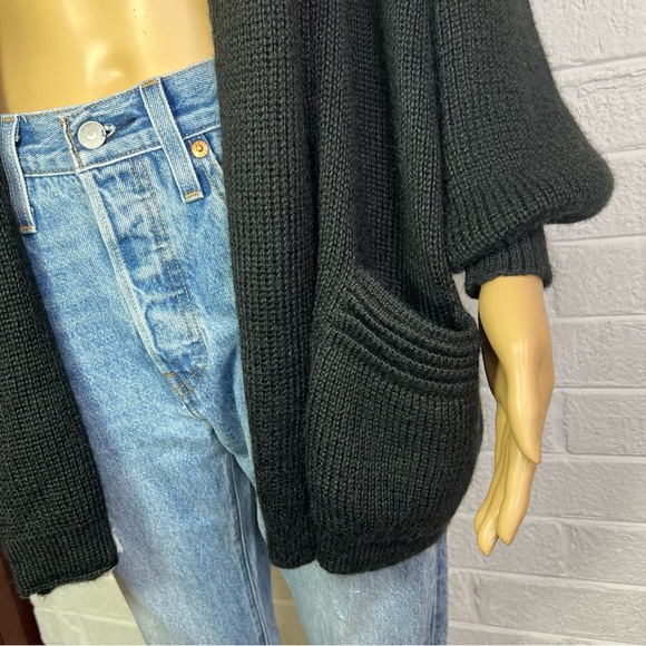 BABY ALPACA BLACK - WOMENS XL-2XL LONG SLEEVE OPEN FRONT POCKETS CARDIGAN - Picture 2 of 13